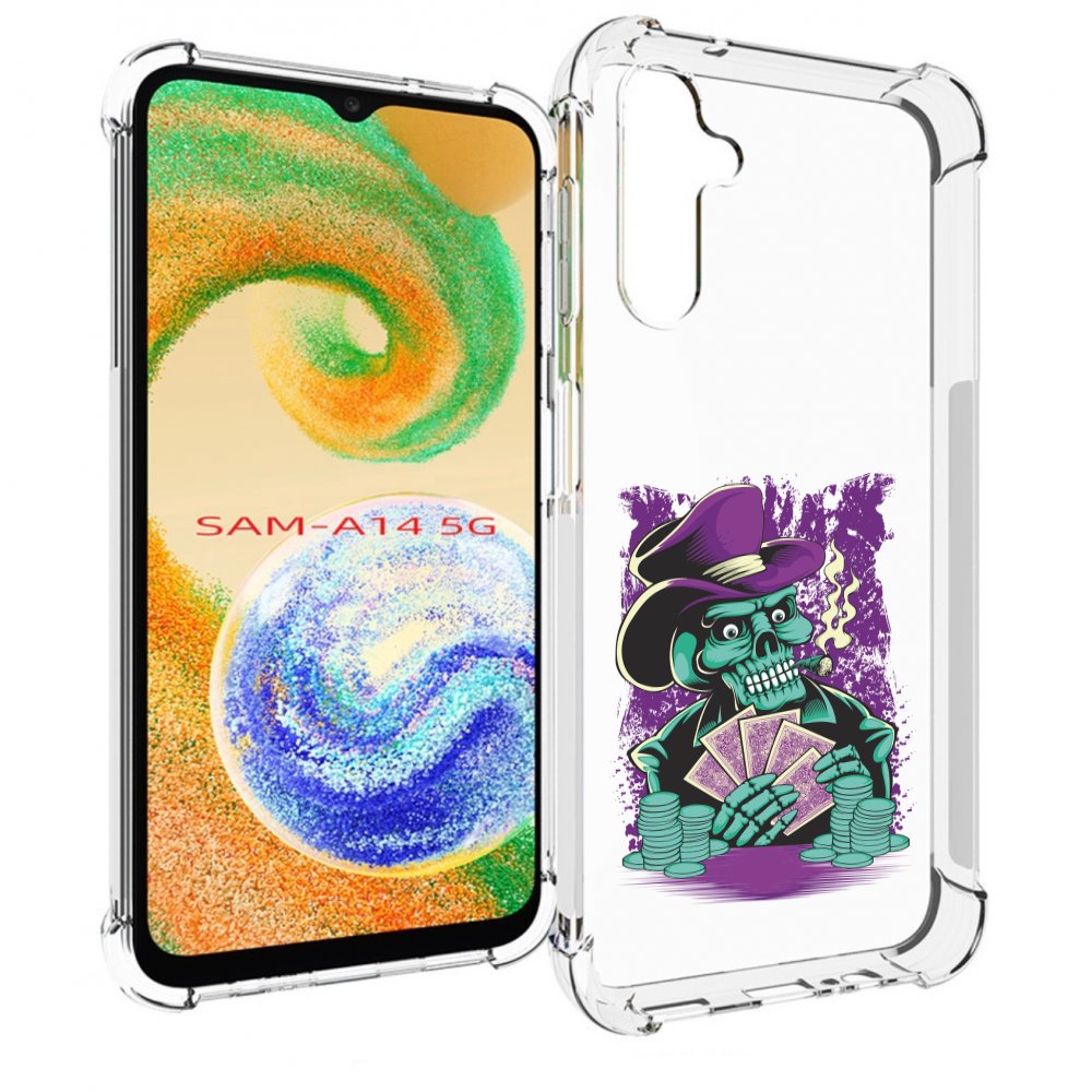 

Чехол MyPads зеленый череп с картами для Samsung Galaxy A14 5G, Прозрачный, Tocco