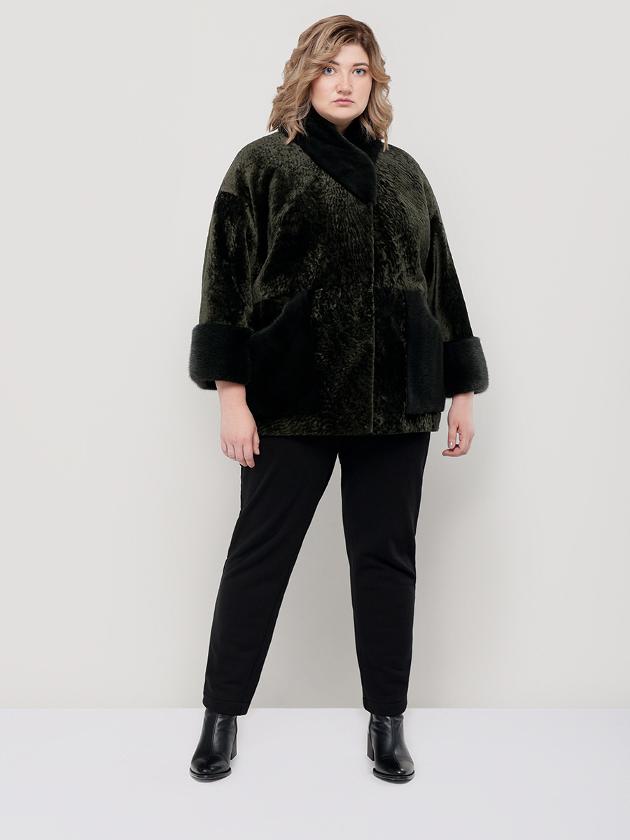 Шуба женская ALEF 3763 хаки 52 RU