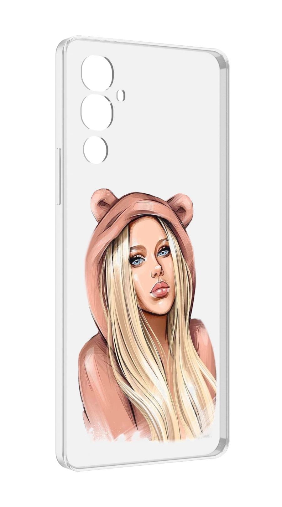 

Чехол MyPads блондинка-в-капюшоне женский для Tecno Pova 4, Прозрачный, Tocco