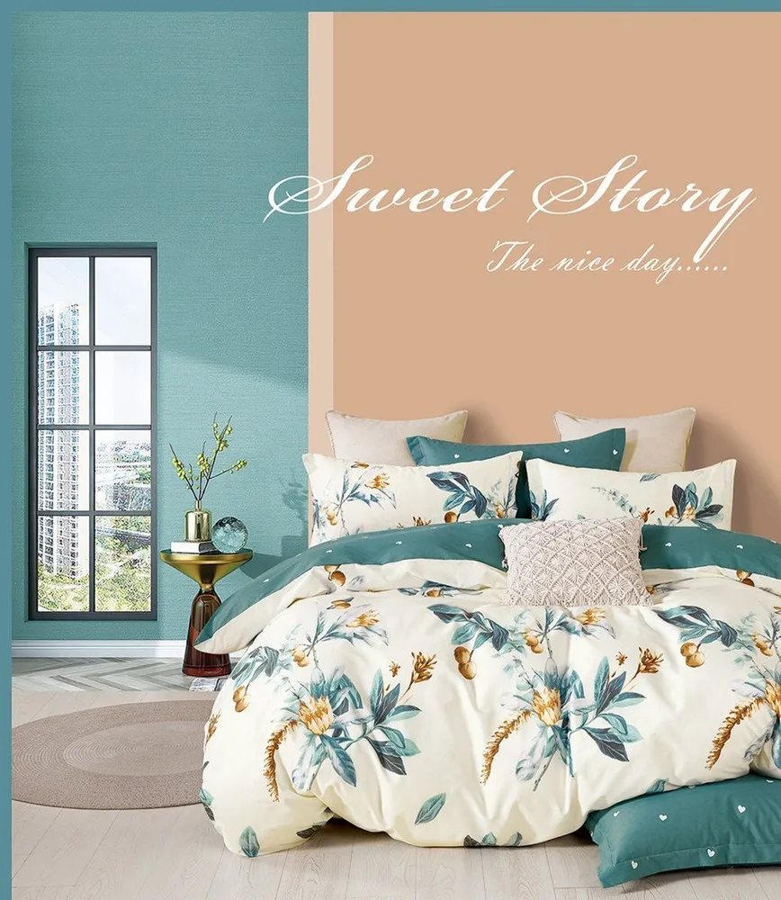 Комплект постельного белья Guten Morgen Sweet story aqua 200Tc 1,5-сп сатин 70x70 см