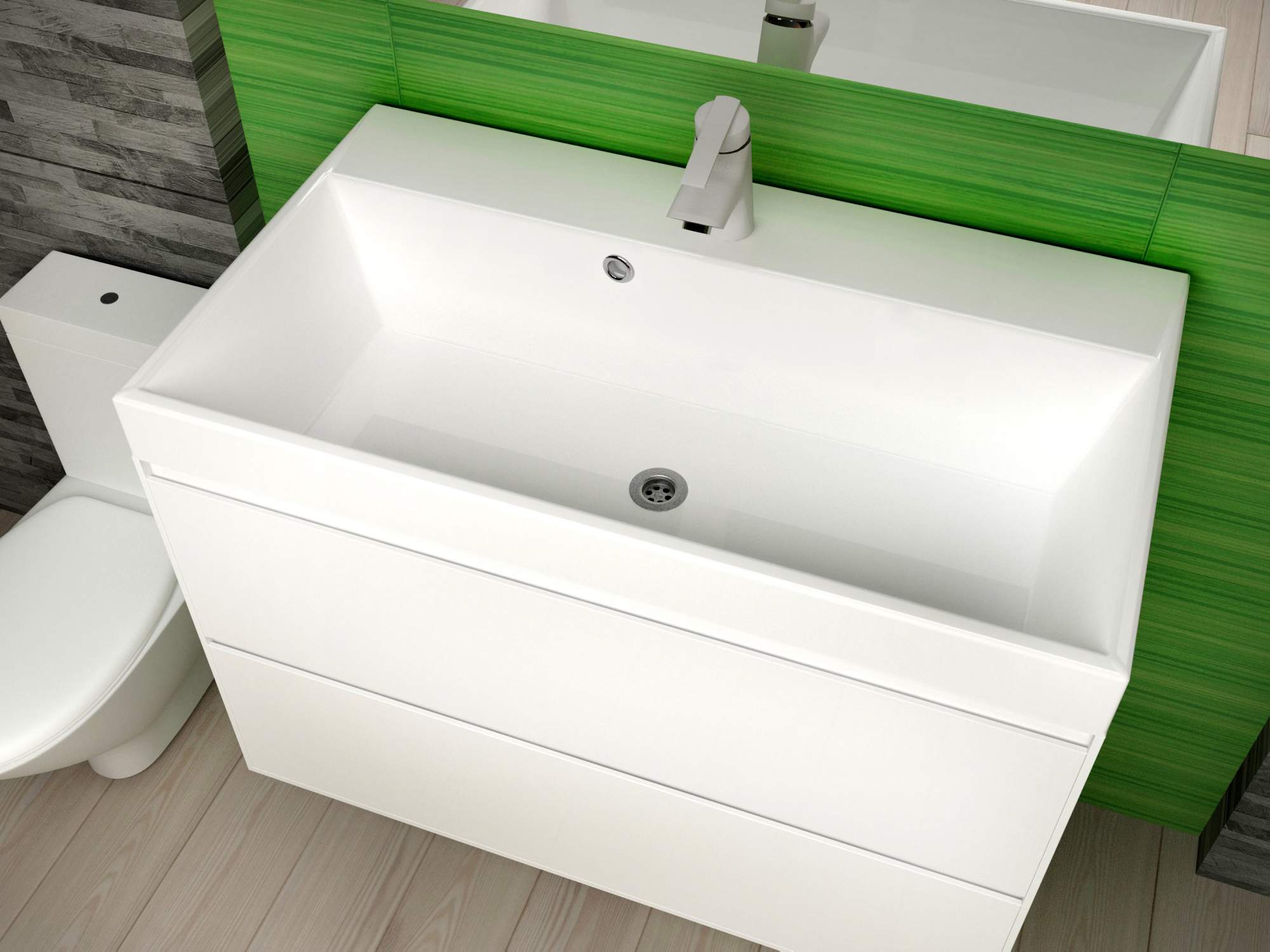 Мебельная раковина в ванную Aqua Trend, Слим 70, накладная, белая, 700x460