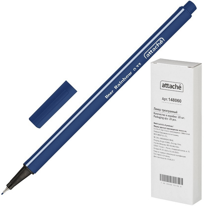 

Линер Attache Rainbow 0,33 мм трехгран.корпус синий