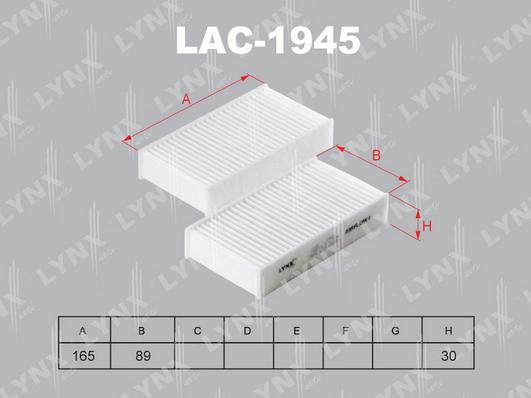 

Фильтр салонный комплект BMW X3 (F25) 11> / X4(F26) 14> Lynx LAC1945