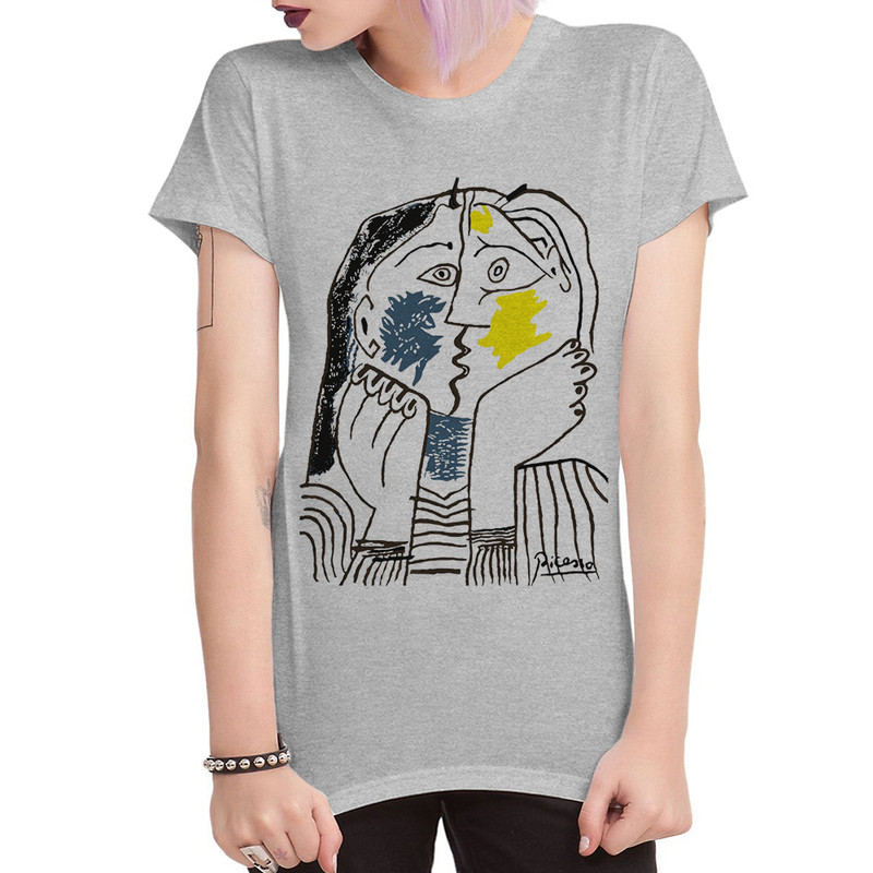 

Футболка женская Dream Shirts Поцелуй Пикассо серая L, Серый, Поцелуй Пикассо