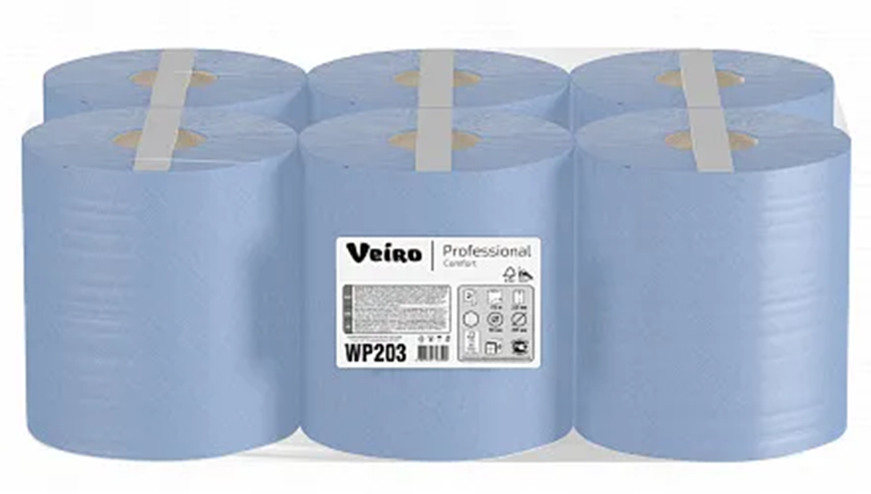 Бумага протирочная рулонная Veiro Professional Comfort WP203 двухслойная, 6 рулонов