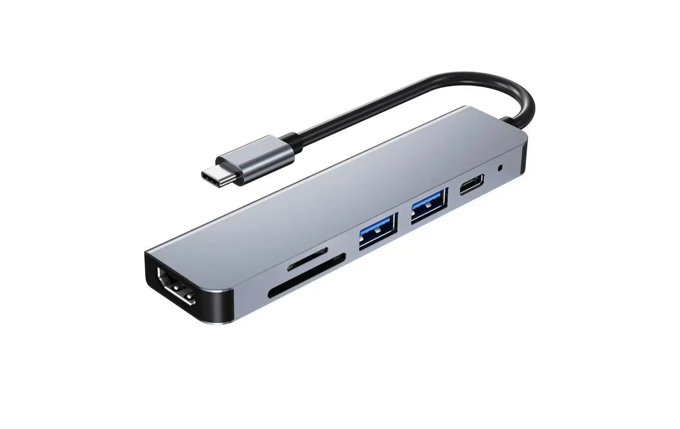 

USB-Hub NoBrand TYPE-C to USB HUB 6 в 1 Grey, TYPE-C to USB HUB 6 в 1 Grey