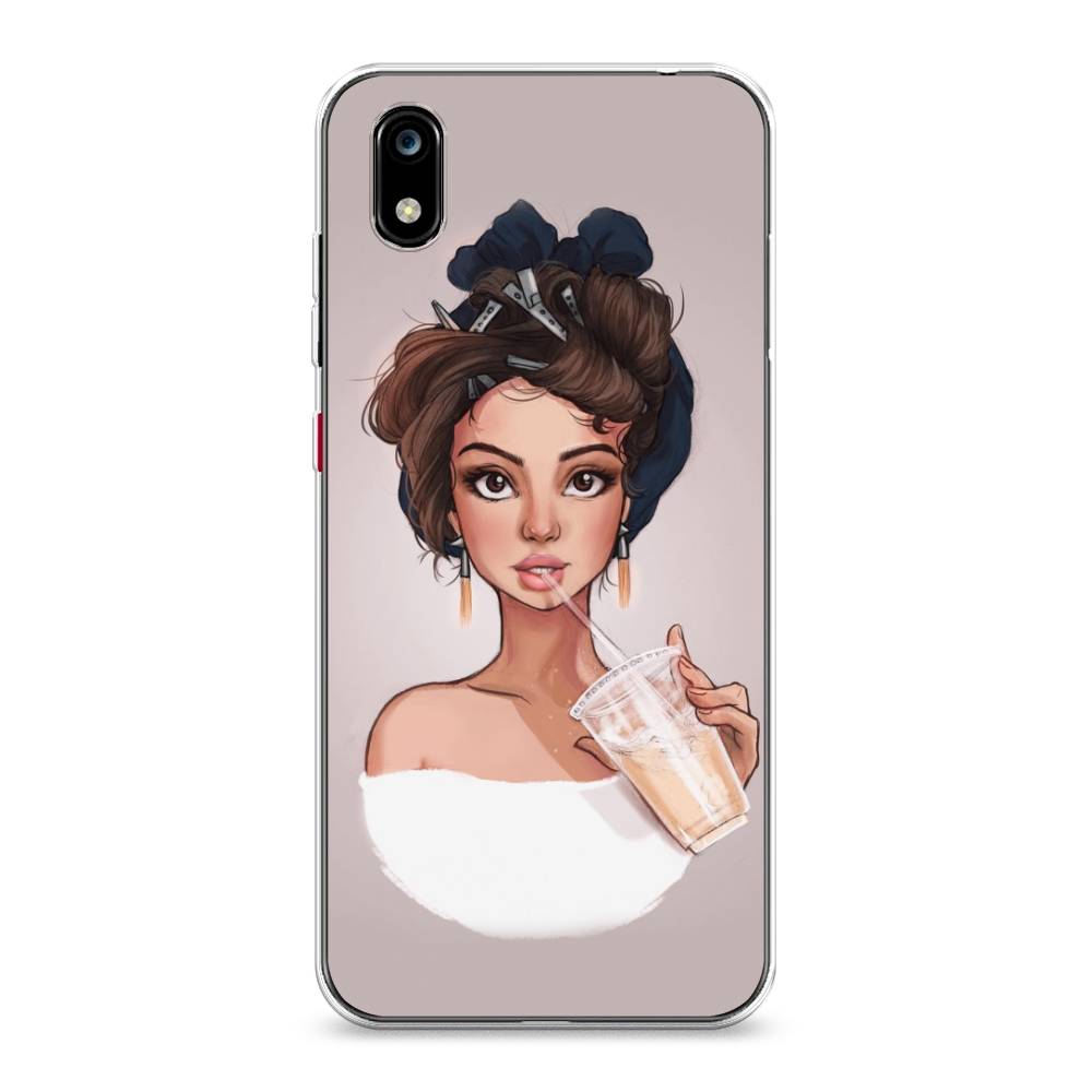 

Чехол на ZTE Blade A7 2019 "Девушка с фраппе", Серый, 133150-6