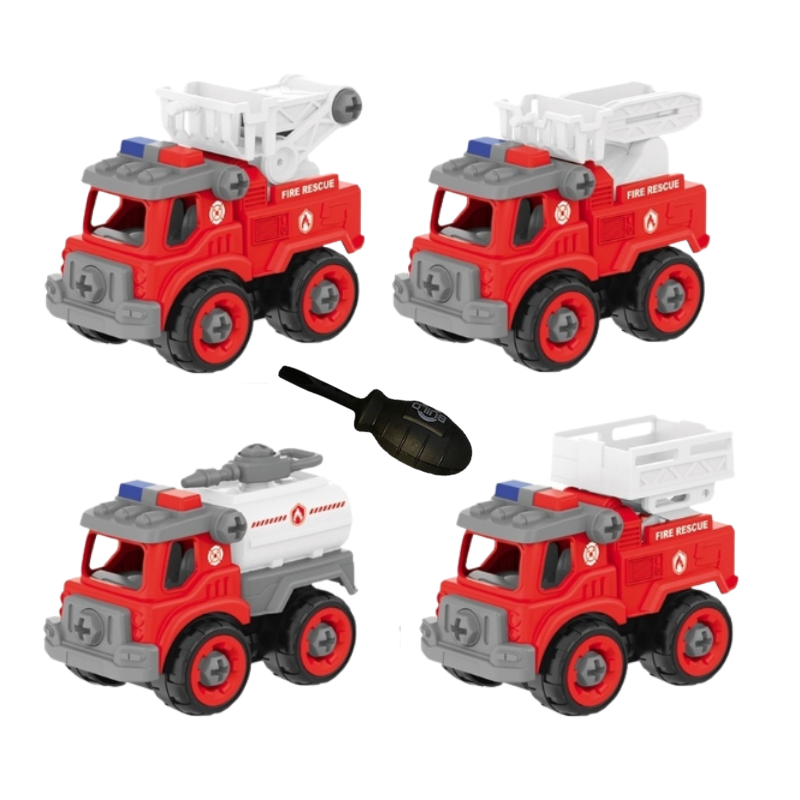 Конструктор машинки детские с отверткой 4 шт (красный)