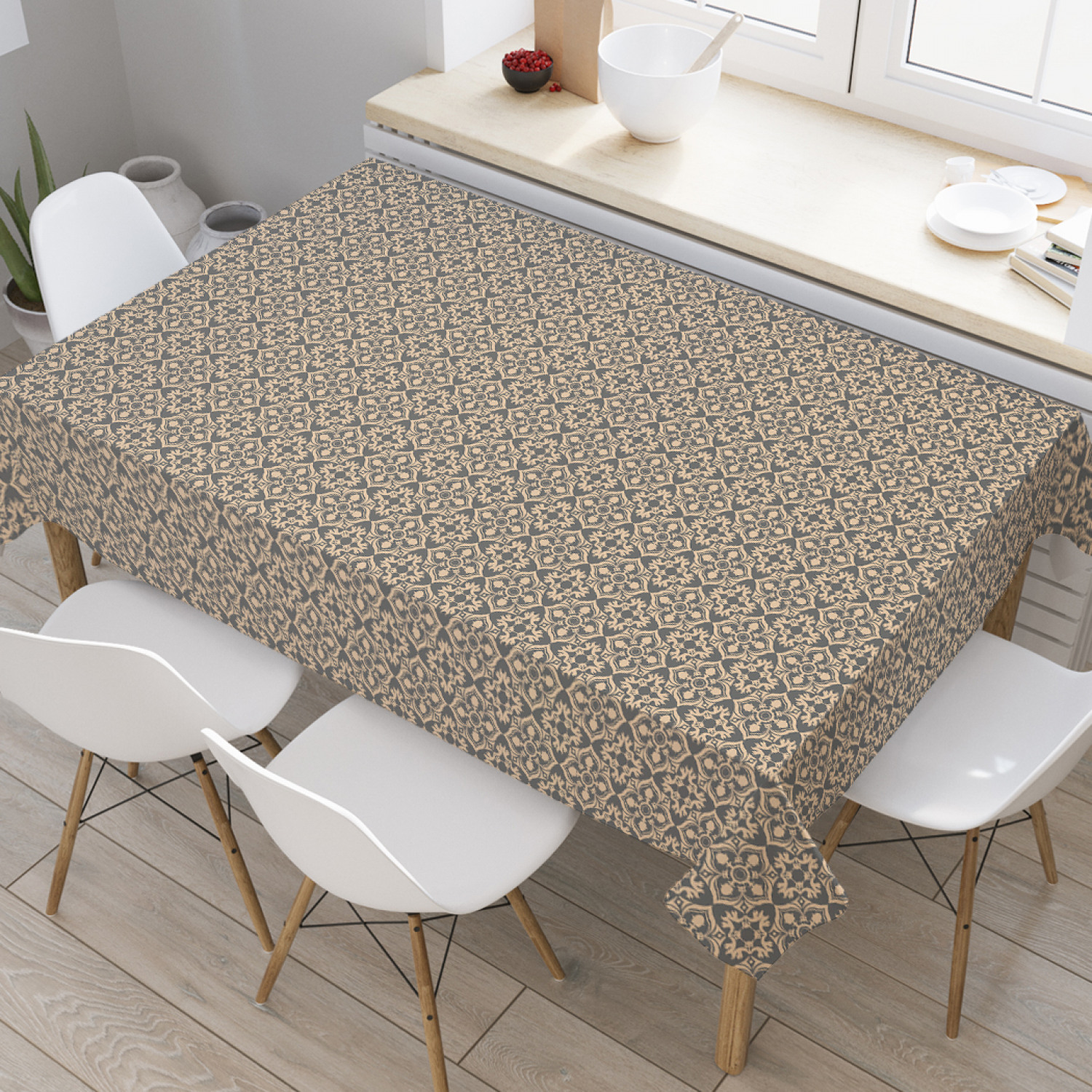 

Скатерть прямоугольная JoyArty "Вдохновение завитками" из оксфорда, 120x145см, Серый, Вдохновение завитками