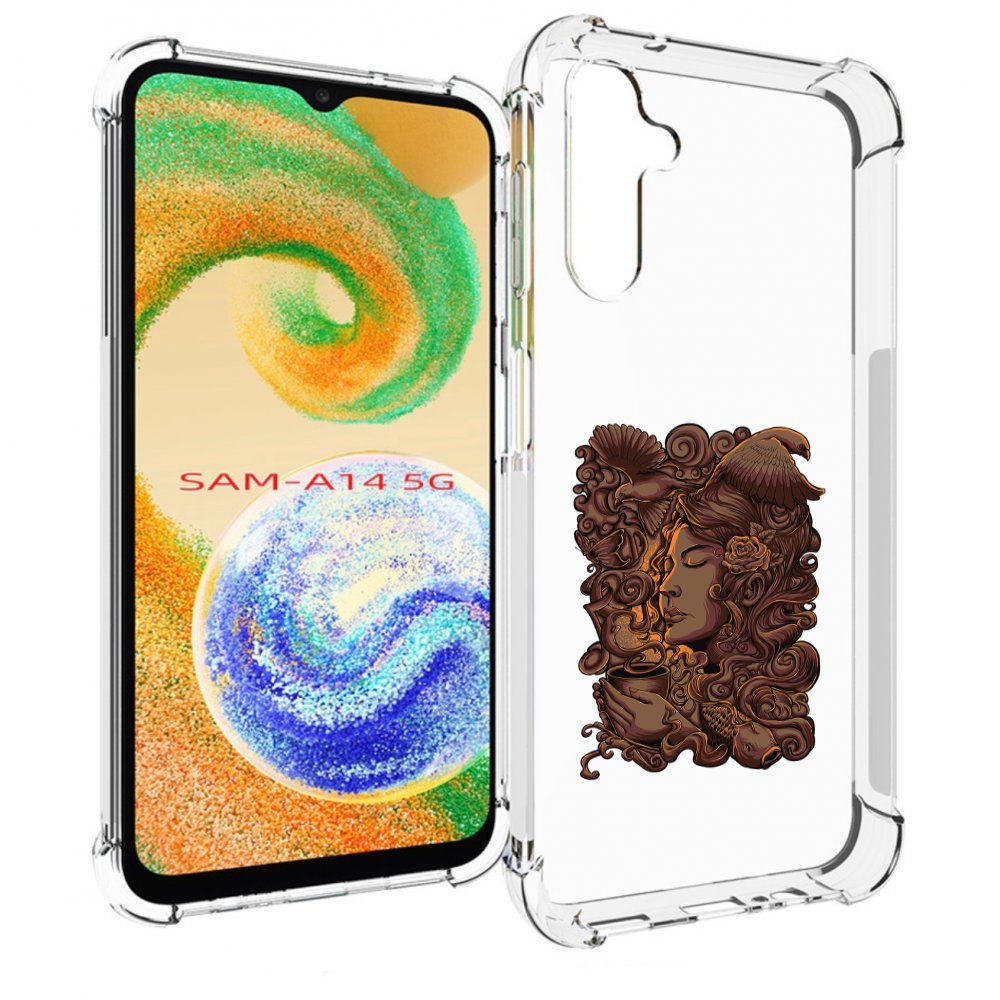 Чехол MyPads девушка с длинными волосами абстракция для Samsung Galaxy A14 5G