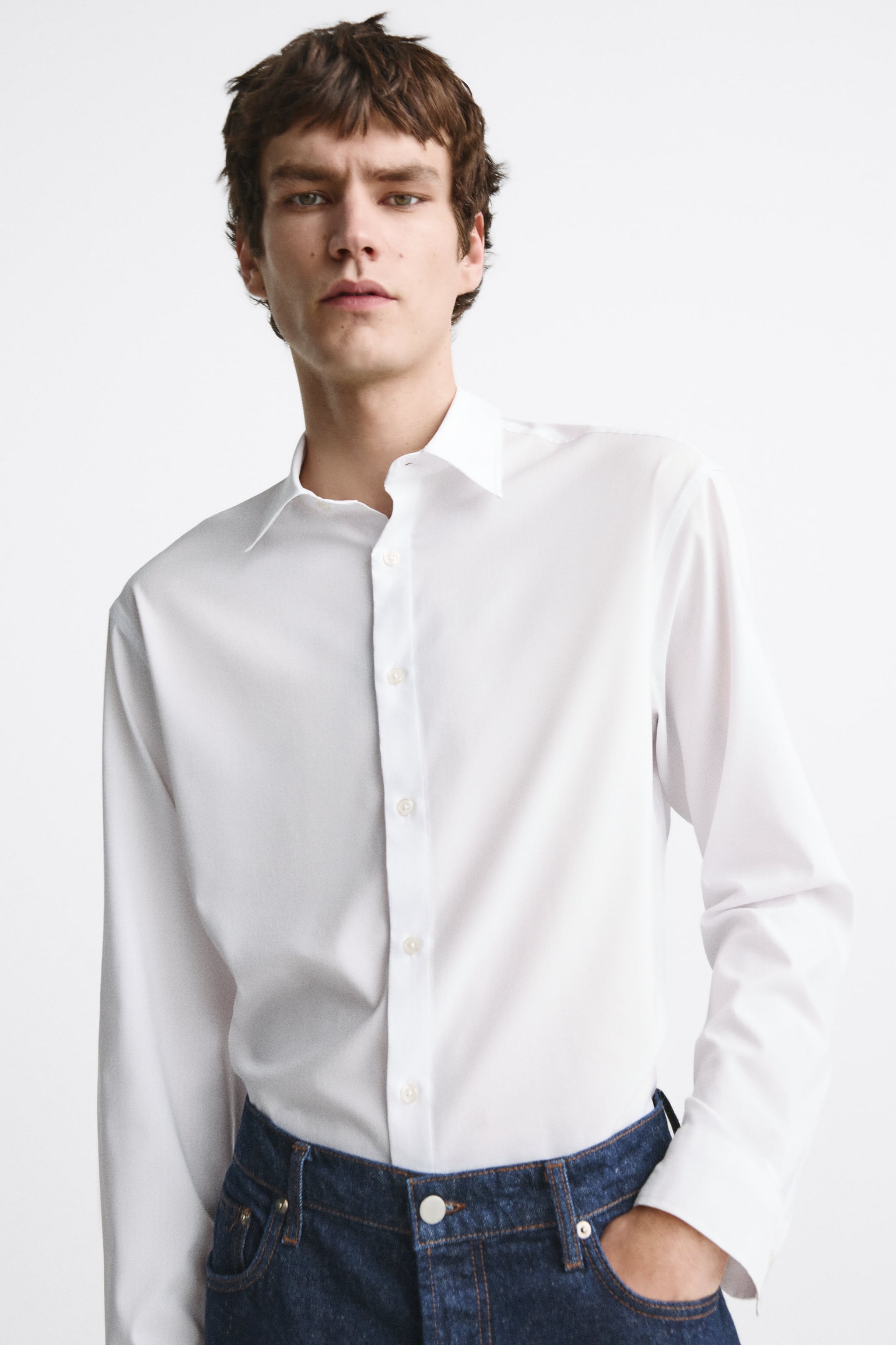 

Рубашка мужская ZARA 00775102 белая M (доставка из-за рубежа), Белый, 00775102
