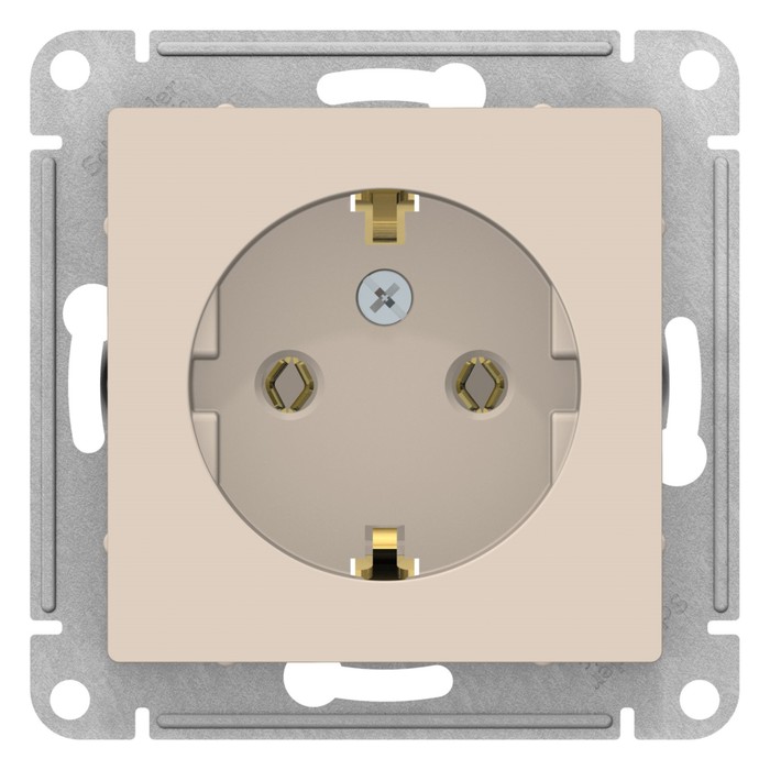 фото Розетка se atlasdesign, 16 а, 250 в, встраиваемая, с з/к, ip20, бежевая, atn000243 systeme electric