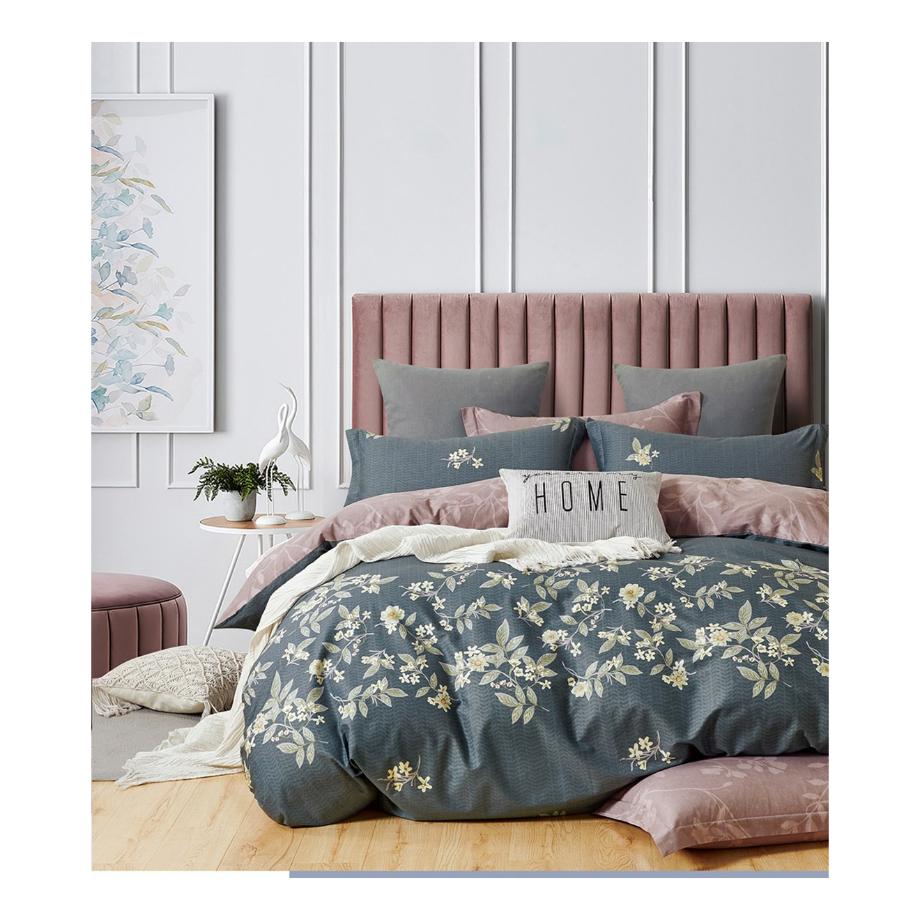 

Комплект постельного белья Guten Morgen Sweet home grey 200Tc 2-сп сатин 70x70 см серый