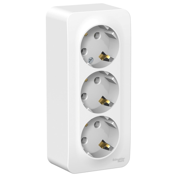 фото Розетка тройная se blanca, 16 а, 250 в, накладная, с з/к, ip20, белая, blnra010311 systeme electric