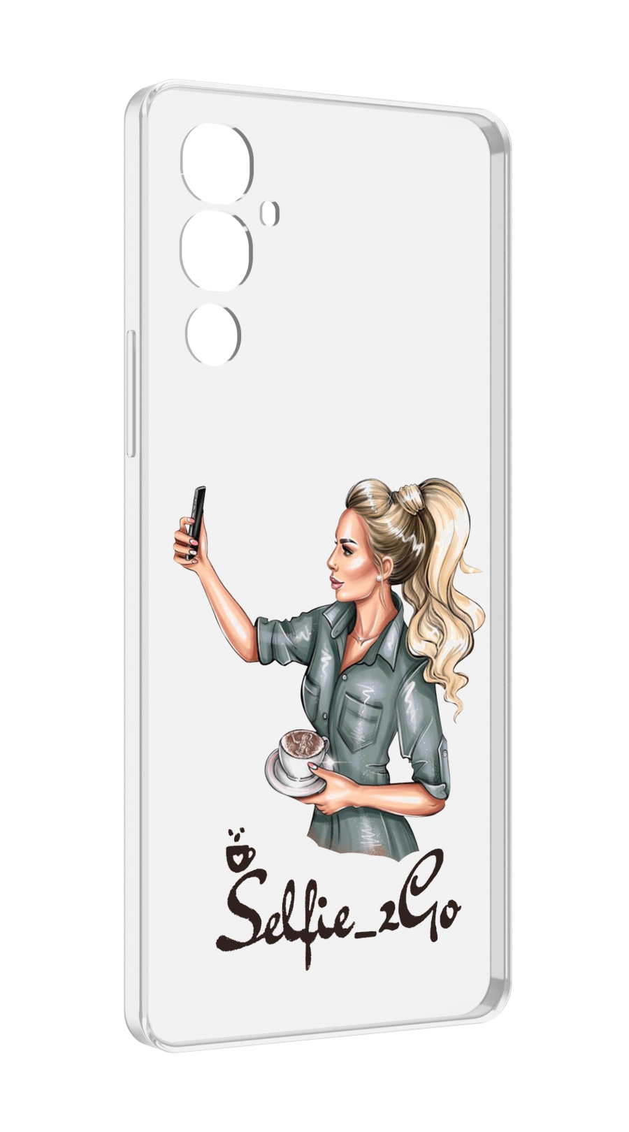 

Чехол MyPads Селфи-девушка женский для Tecno Pova 4, Прозрачный, Tocco