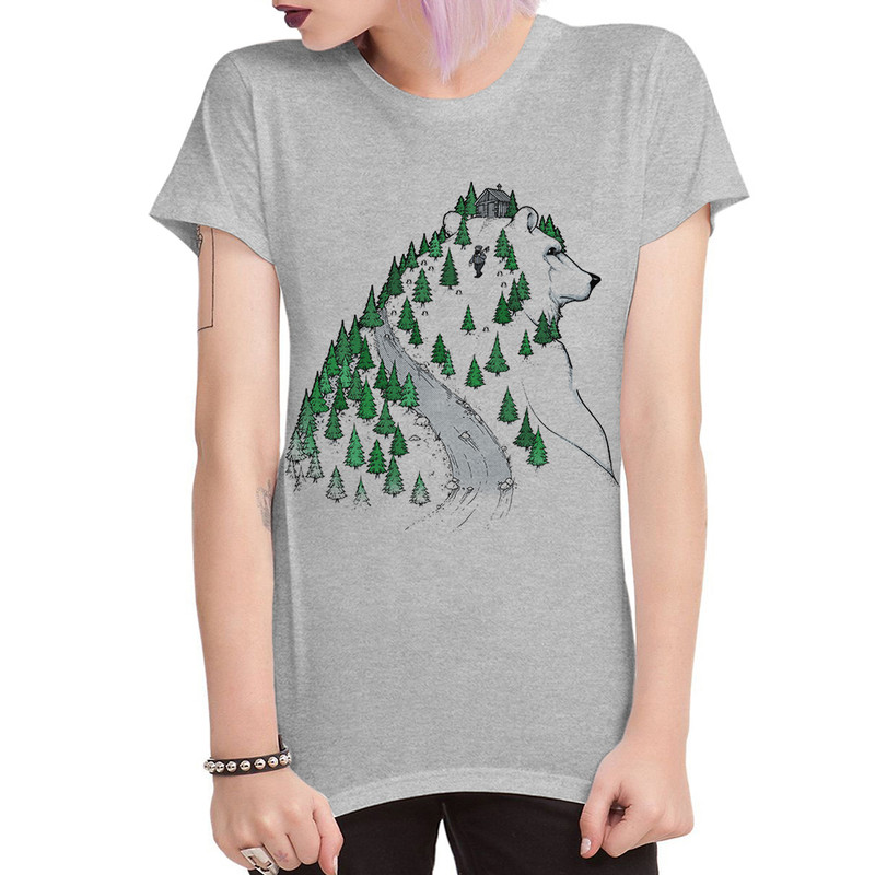 

Футболка женская Dream Shirts Медведь в Лесу серая 2XL, Серый, Медведь в Лесу