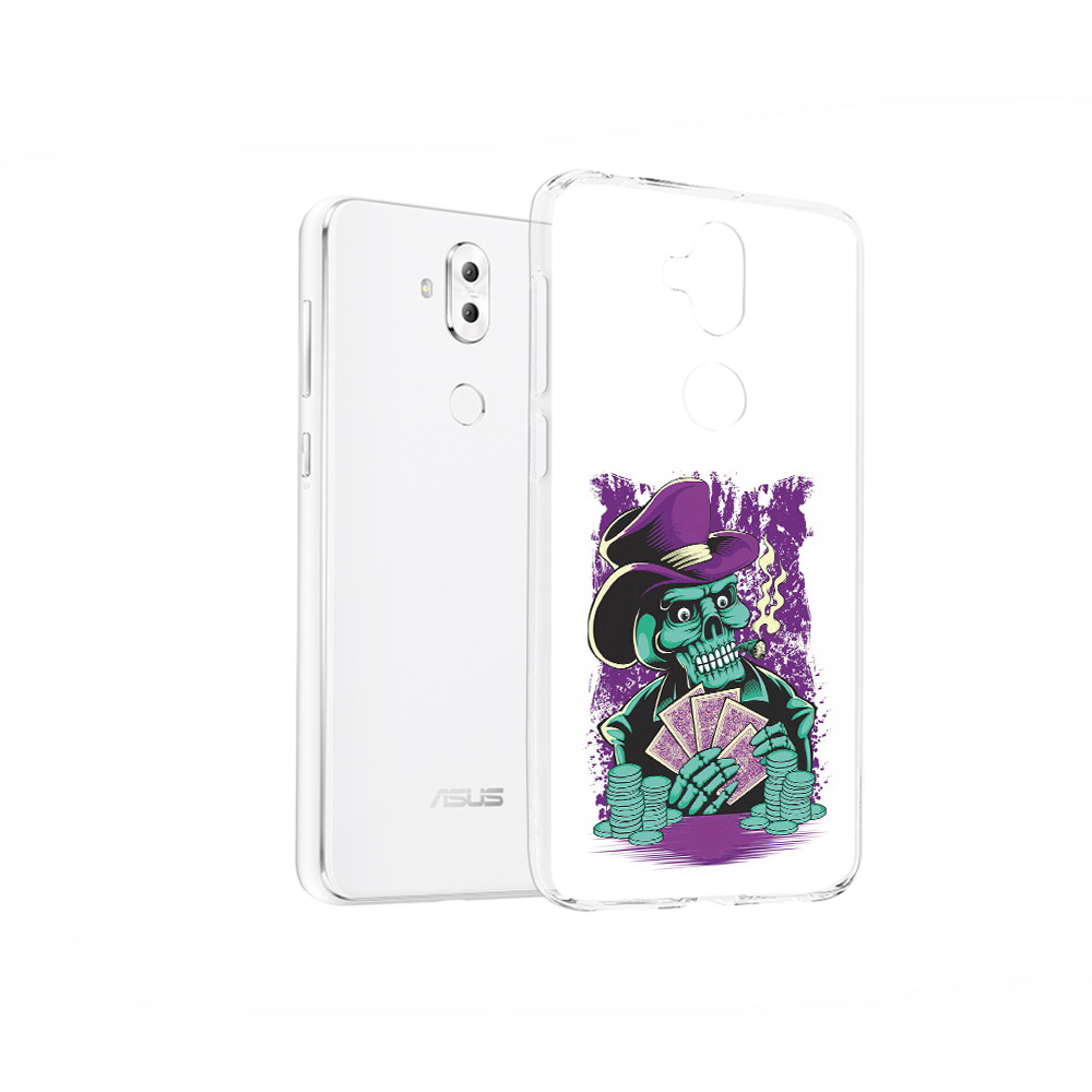 

Чехол MyPads Tocco для Asus ZenFone 5 Lite (ZC600KL) зеленый череп с картами, Прозрачный, Tocco
