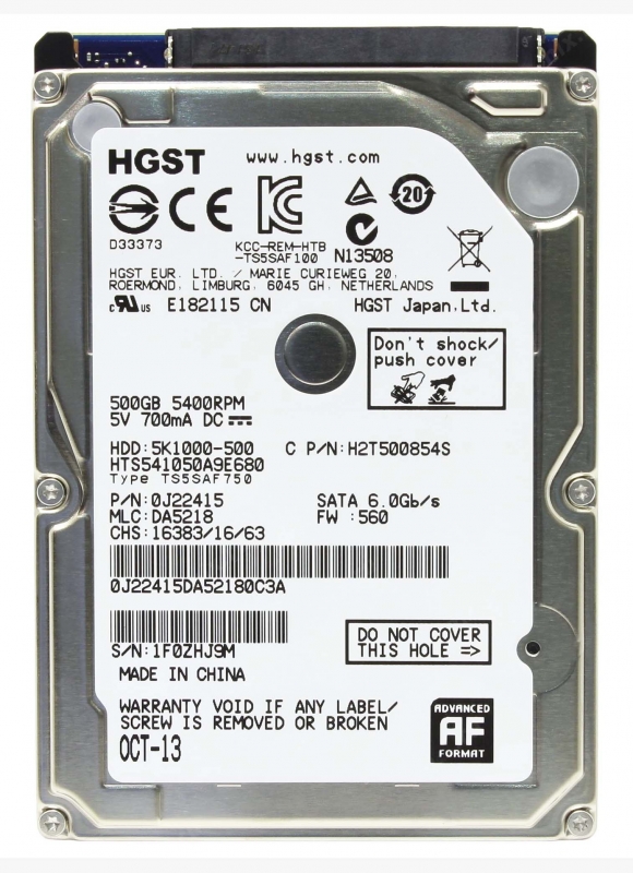 

Жесткий диск Hitachi HTS541050A9E680 750Gb SATAII 2,5" HDD, HTS541050A9E680