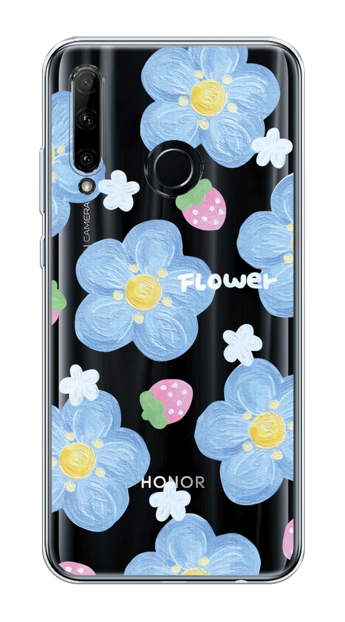 

Чехол на Honor 20e "Цветы и клубники", Прозрачный;голубой;белый, 6104150-1