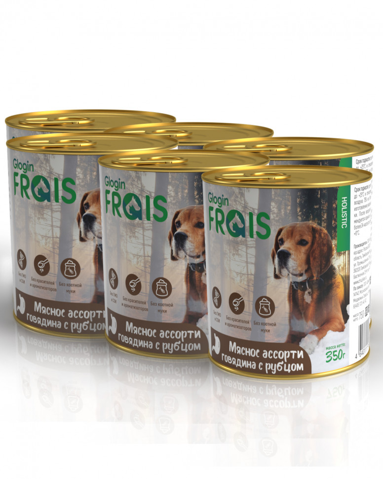 

Влажный корм для собак Frais Holistic Dog мясное ассорти с печенью 6 шт по 350 г