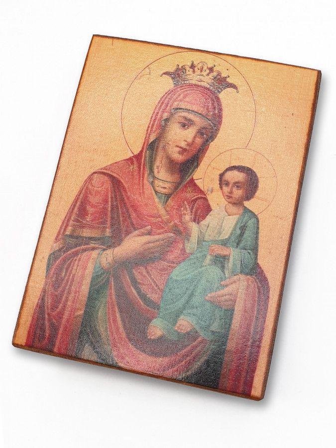 

Икона Пресвятой Богородицы Иверская, под старину, 10х13 см