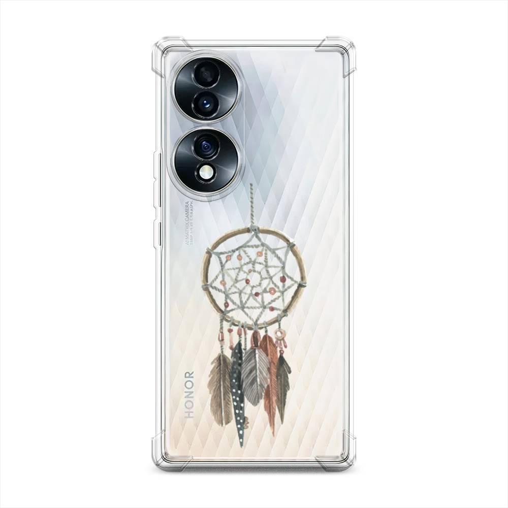 

Чехол Awog на Honor 70 "Ловец снов с перьями", Коричневый;зеленый, 6108251-1