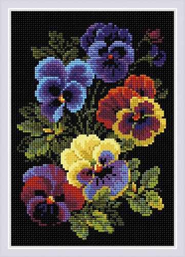 

Риолис Алмазная вышивка Анютины цветы AM0069, 21x30 см