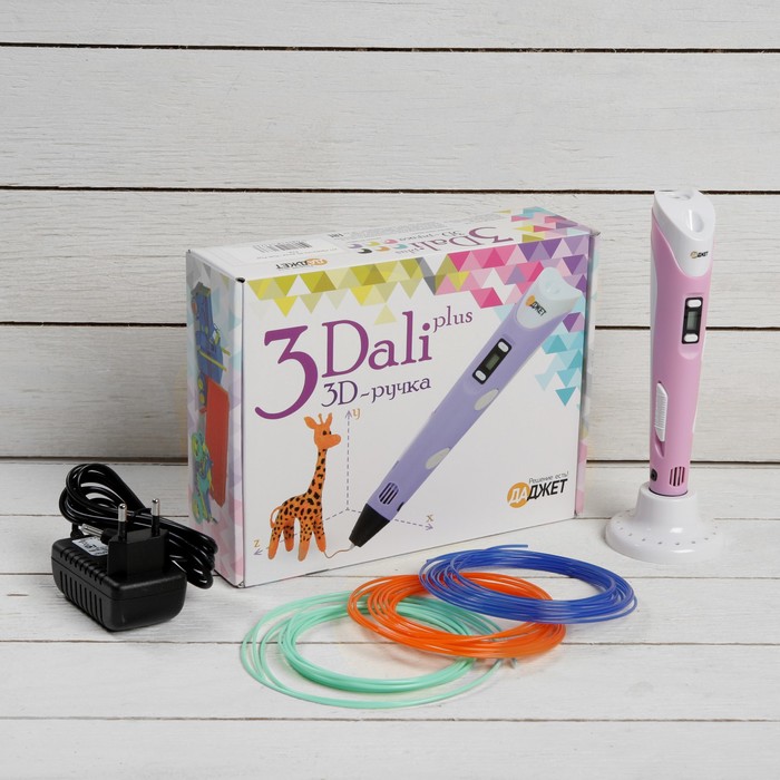 фото 3d ручка 3dali plus (kit fb0021pk), abs и pla, розовая (+ трафарет и пластик) даджет