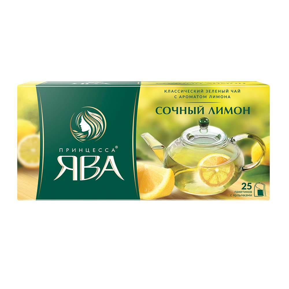 

Чай Принцесса ЯВА Сочный Лимон(1,5гх25п)пакетированный зел.с доб.
