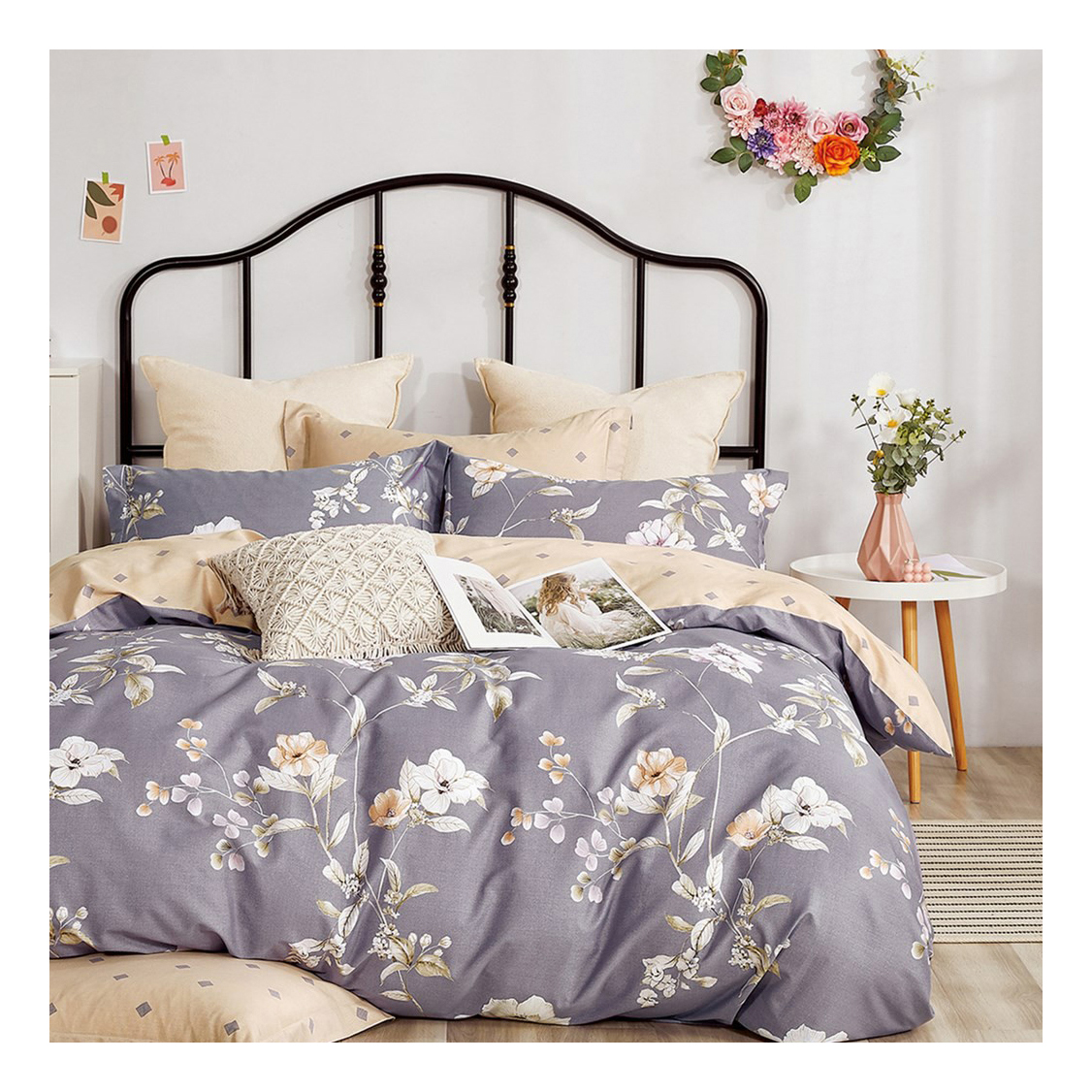 

Комплект постельного белья Guten Morgen Sweet melody grey 200Tc 2-сп сатин 70x70 см серый