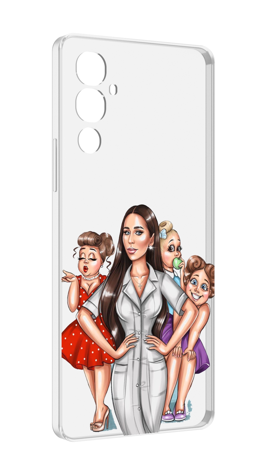 

Чехол MyPads Милые-дамы женский для Tecno Pova 4, Прозрачный, Tocco
