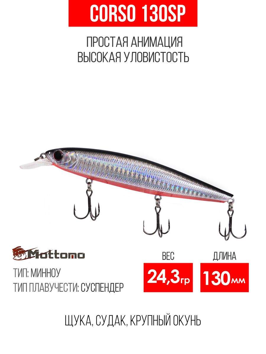 

Воблер Mottomo Corso 130SP 24,3g Silver Fish, Разноцветный, Corso