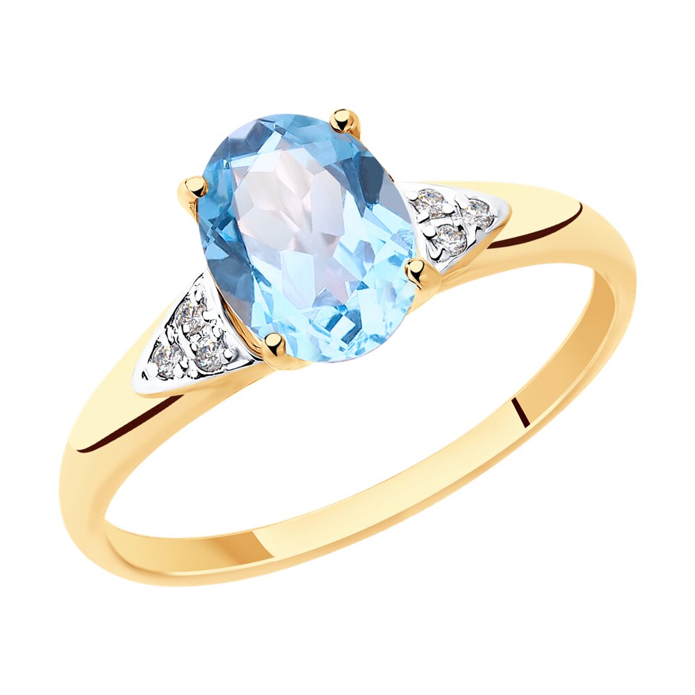 

Кольцо из золота р. 17 Diamant 31-310-00216-1, топаз\фианит, 31-310-00216-1