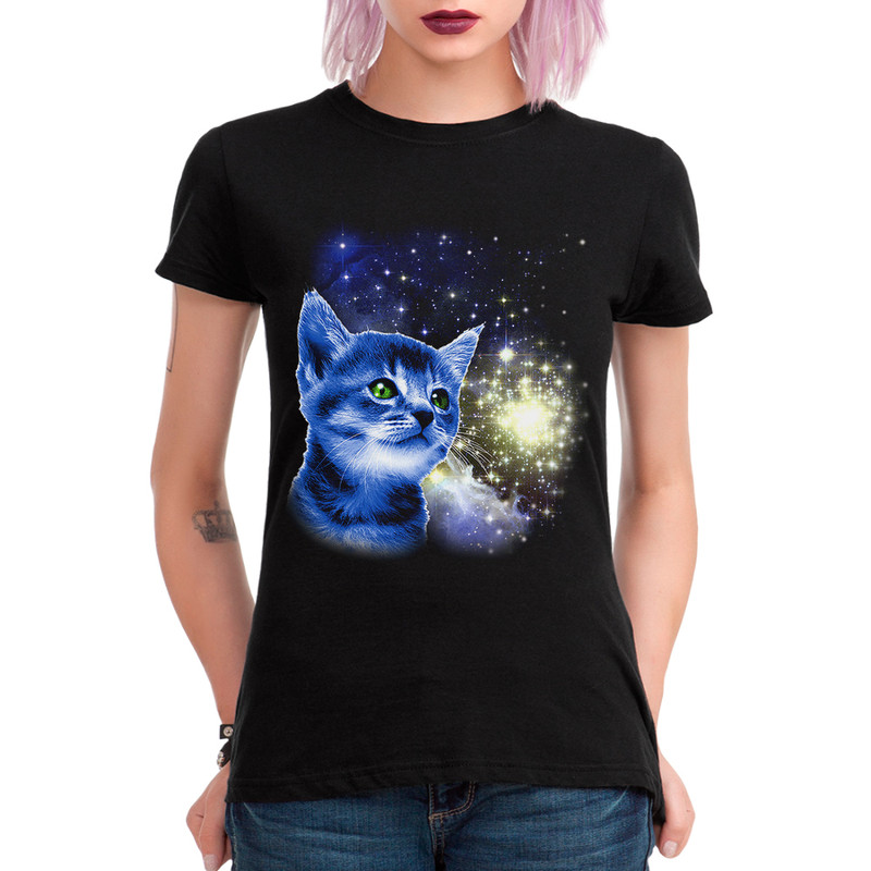 

Футболка женская Dream Shirts Котик и Космос черная XL, Черный, Котик и Космос