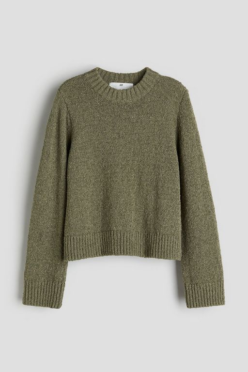 Джемпер детский H&M 1212552, Темно-зеленый хаки, 134