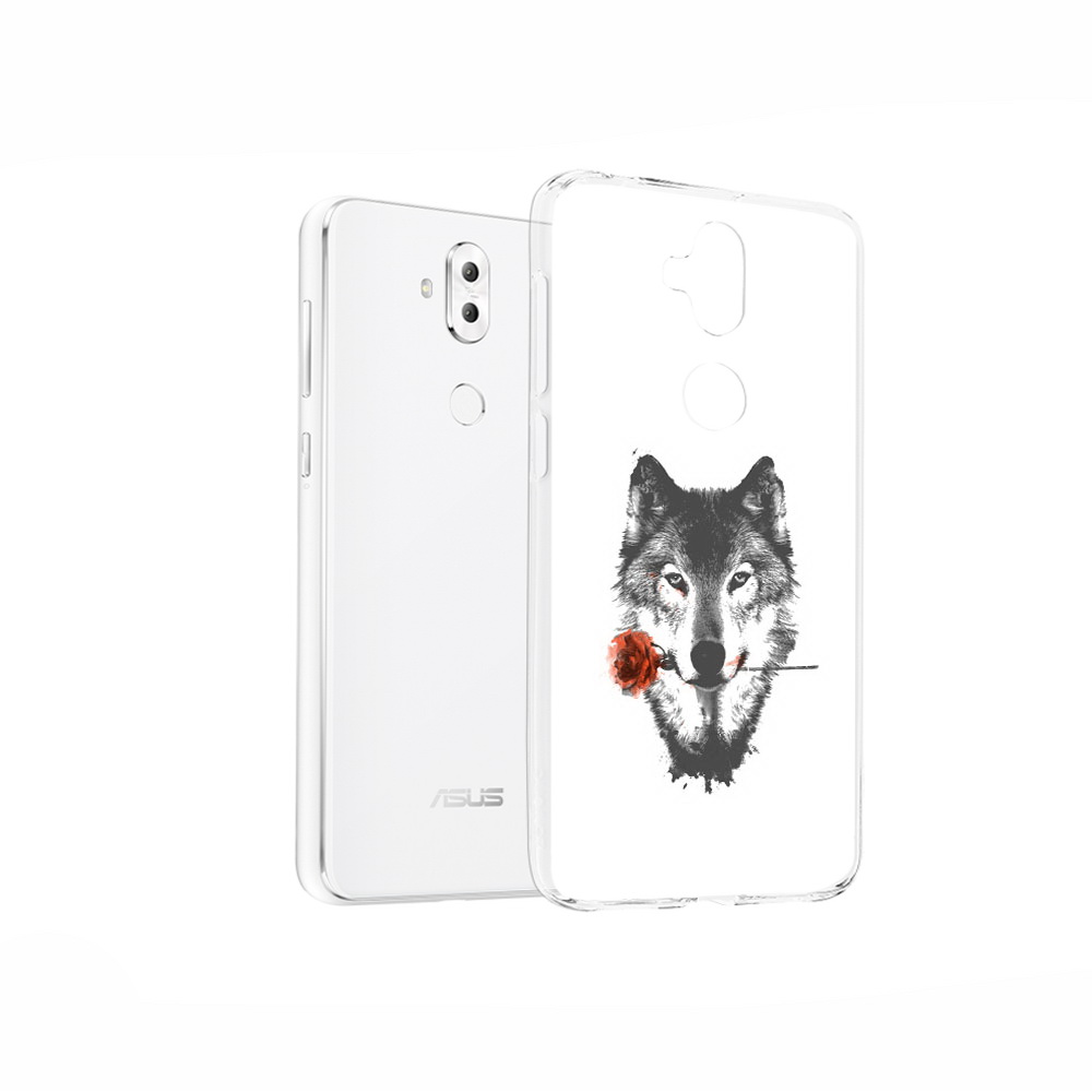 

Чехол MyPads Tocco для Asus ZenFone 5 Lite (ZC600KL) волк с розой, Прозрачный, Tocco