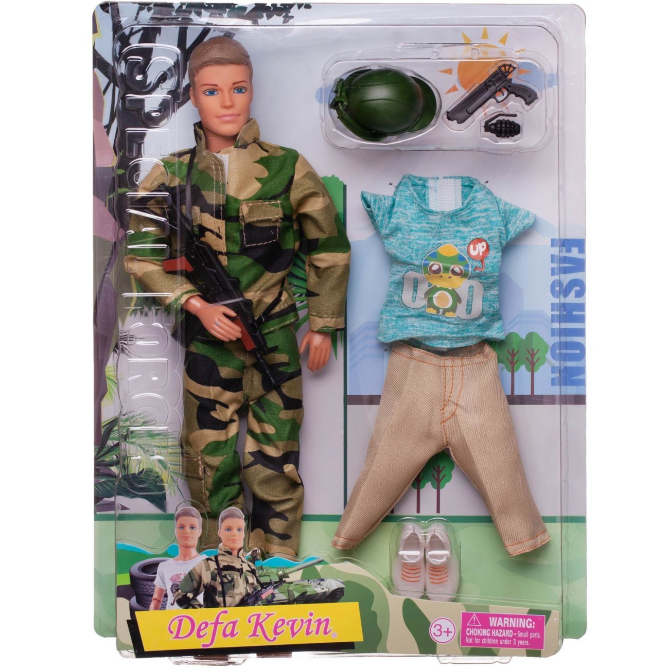 

Игровой набор Кукла Defa Kevin Военный, с комплектом одежды, 30 см 8412d/бирюзовая