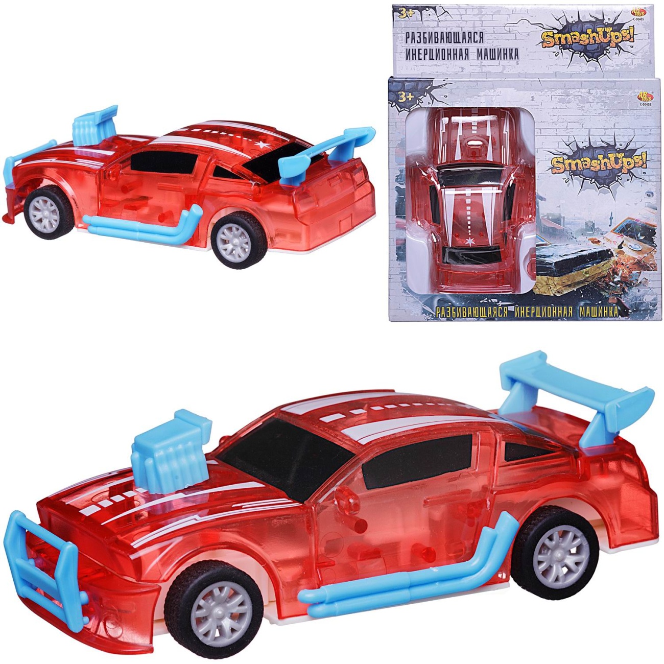

Машинка Abtoys разбивающаяся инерционная красная 1:32 C-00405/красная, Красный