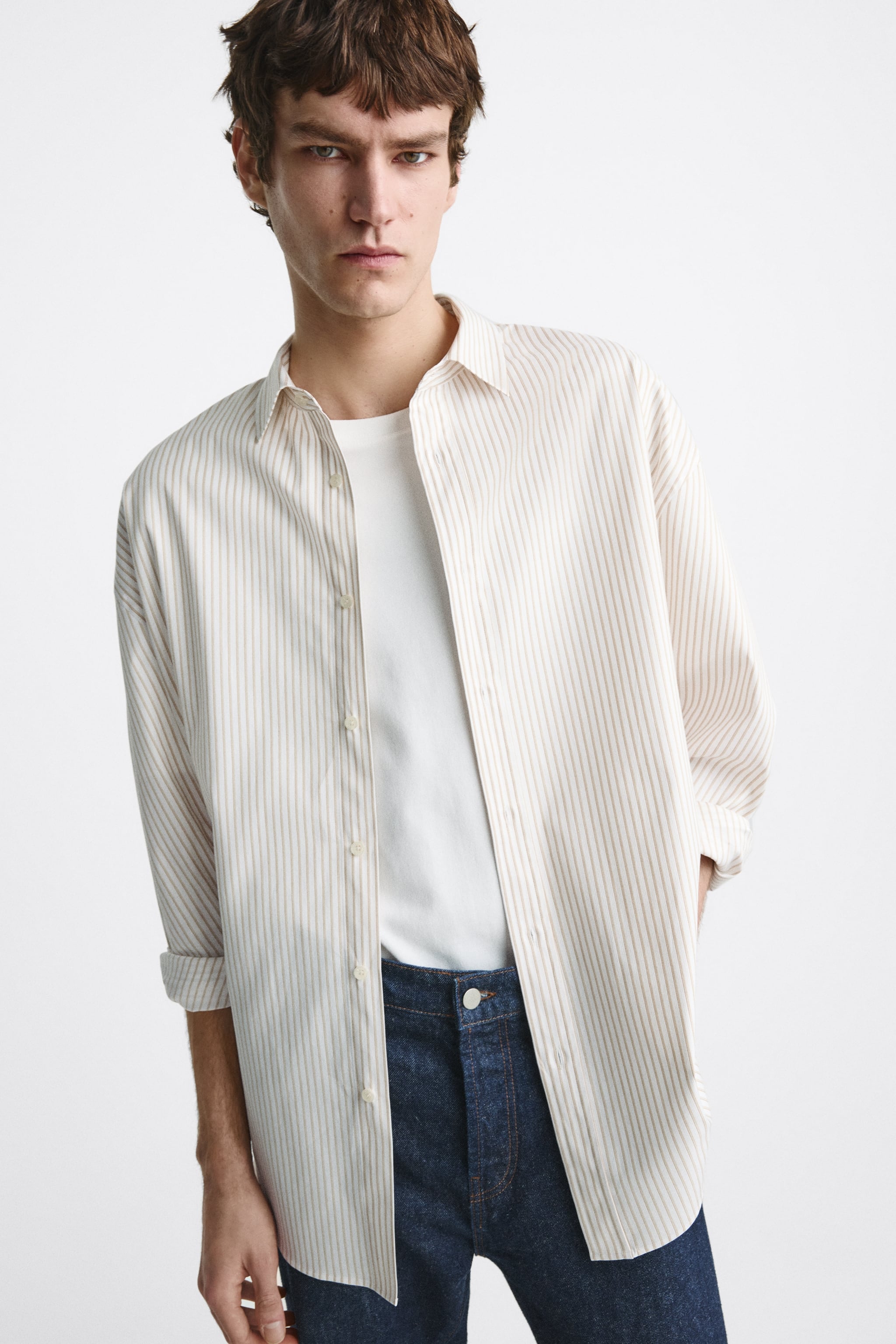 

Рубашка мужская ZARA 04384829 бежевая XL (доставка из-за рубежа), Бежевый, 04384829