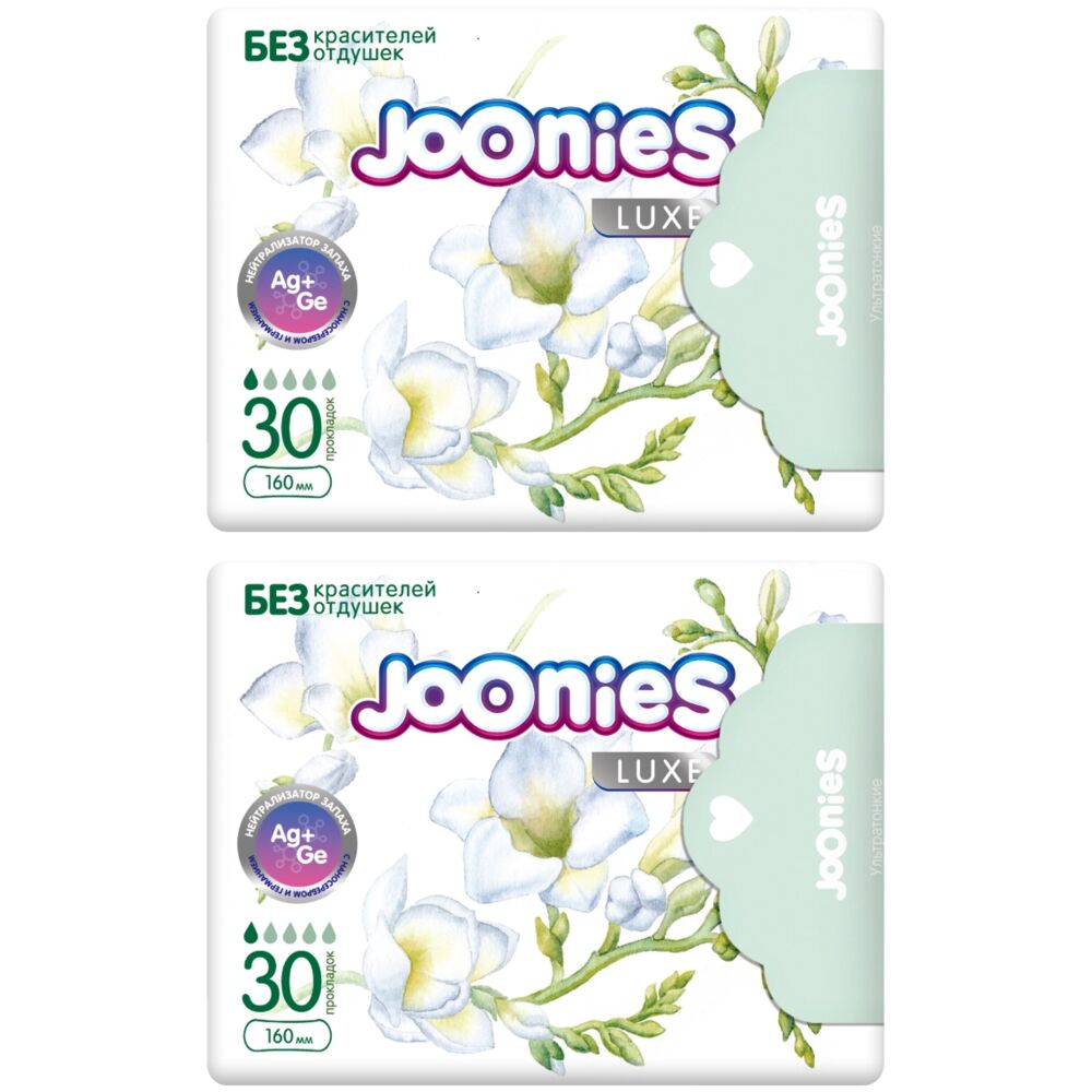 

Прокладки ежедневные Joonies LUXE, 30 шт х 2 упаковки, 4678599720621