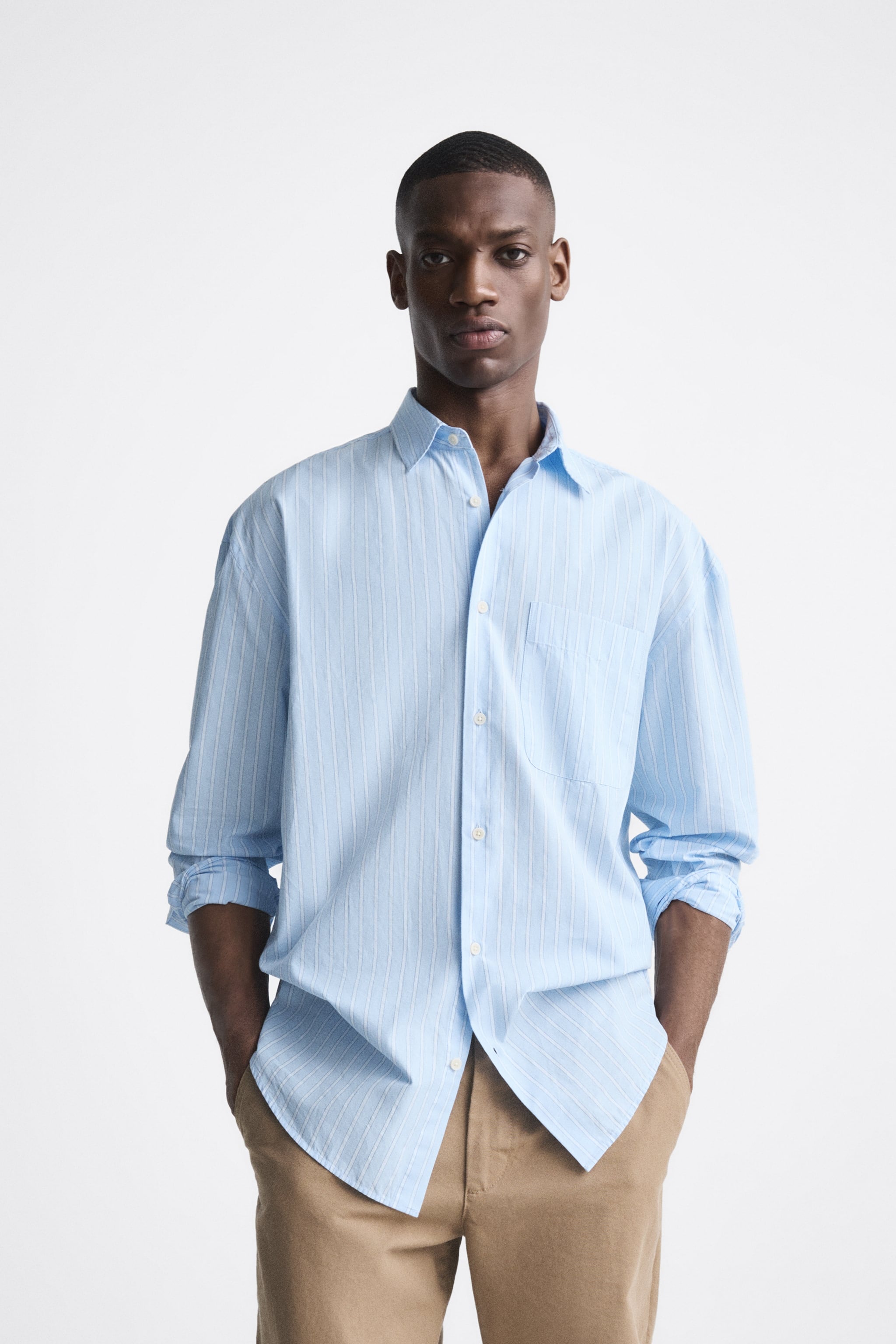 

Рубашка мужская ZARA 00975435 синяя L (доставка из-за рубежа), Синий, 00975435
