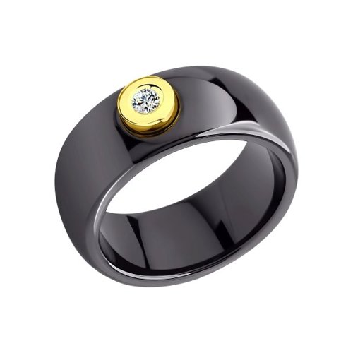 

Кольцо из керамики/желтого золота р.  SOKOLOV Diamonds 6015006, бриллиант/керамика, 6015006