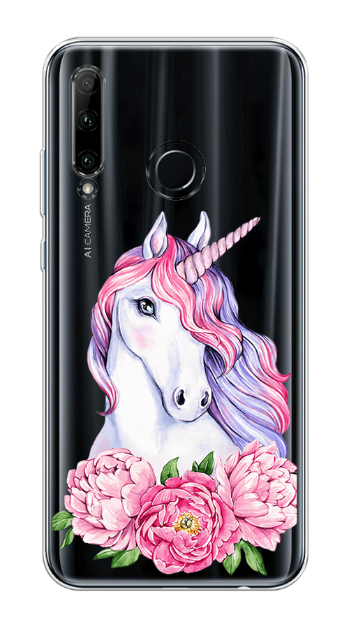 

Чехол на Honor 20e "Единорог с пионами", Розовый;белый;зеленый, 6104150-1
