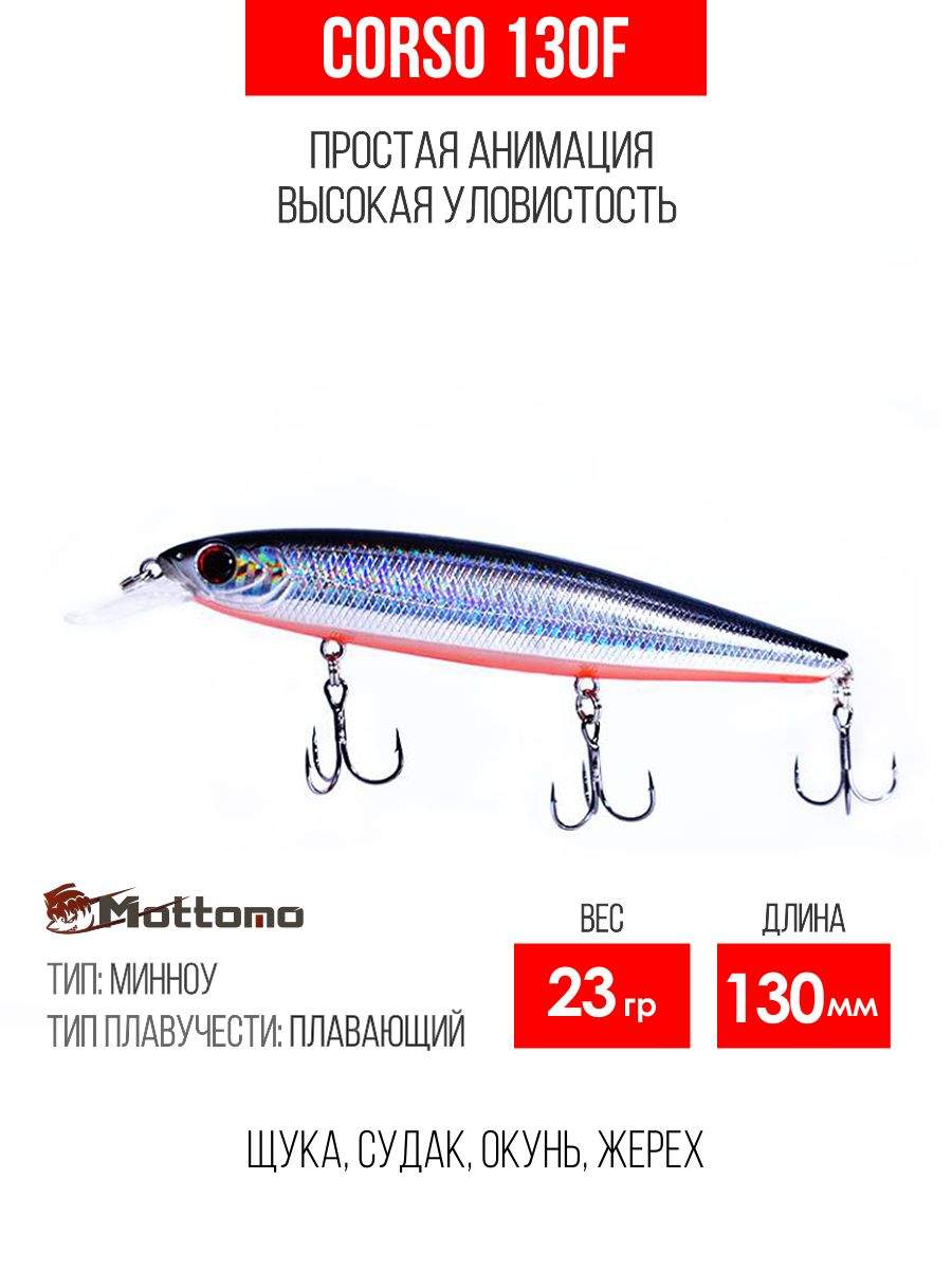 

Воблер Mottomo Corso 130F 23g Silver Fish, Разноцветный, Corso