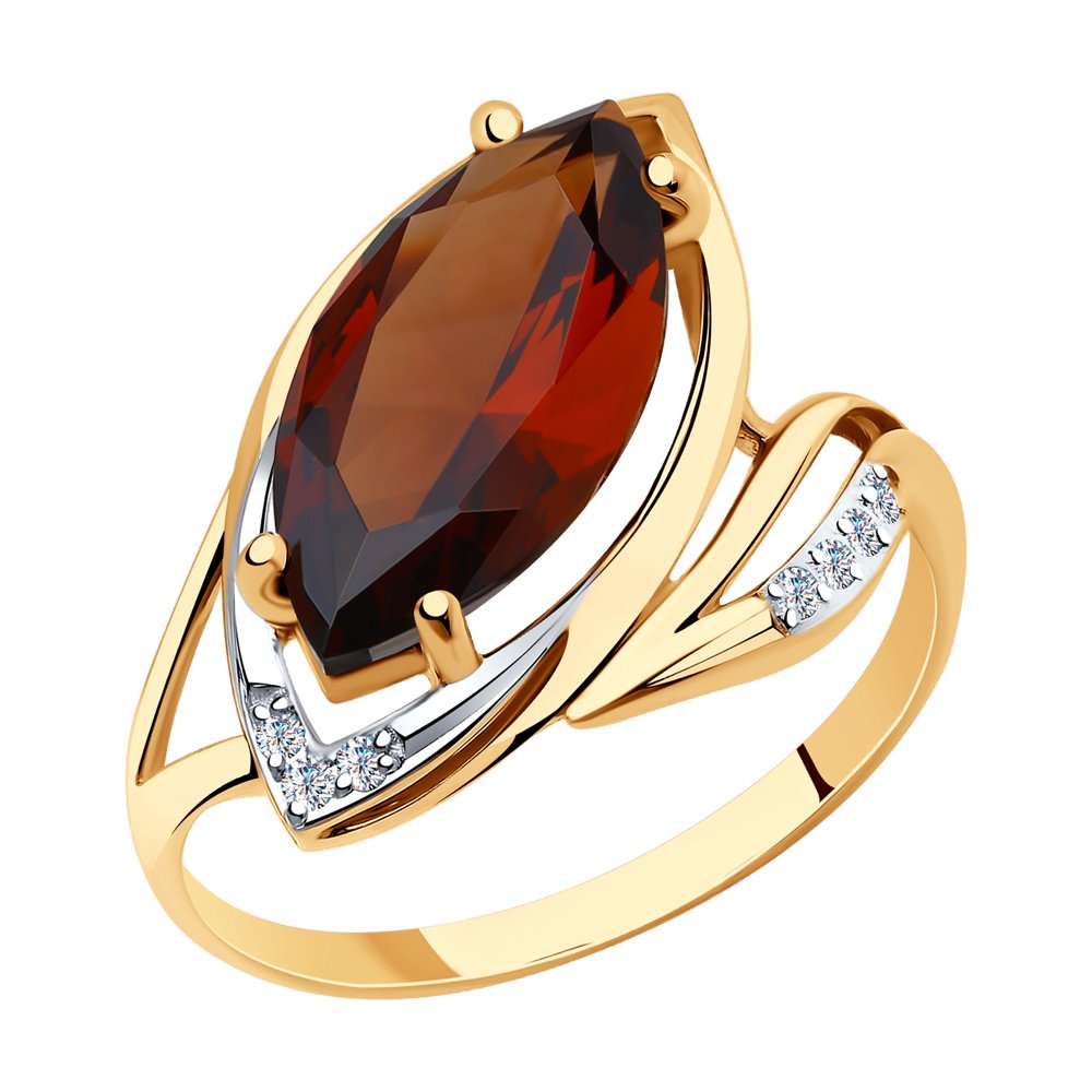 

Кольцо из красного золота с ситаллом искусственным/фианитом р.19 Diamant 51-310-00890-1, 51-310-00890-1