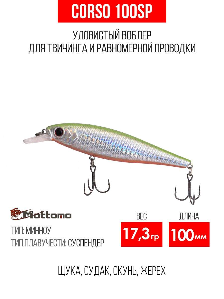 

Воблер Mottomo Corso 100SP 17,3g Chart Silver, Разноцветный, Corso
