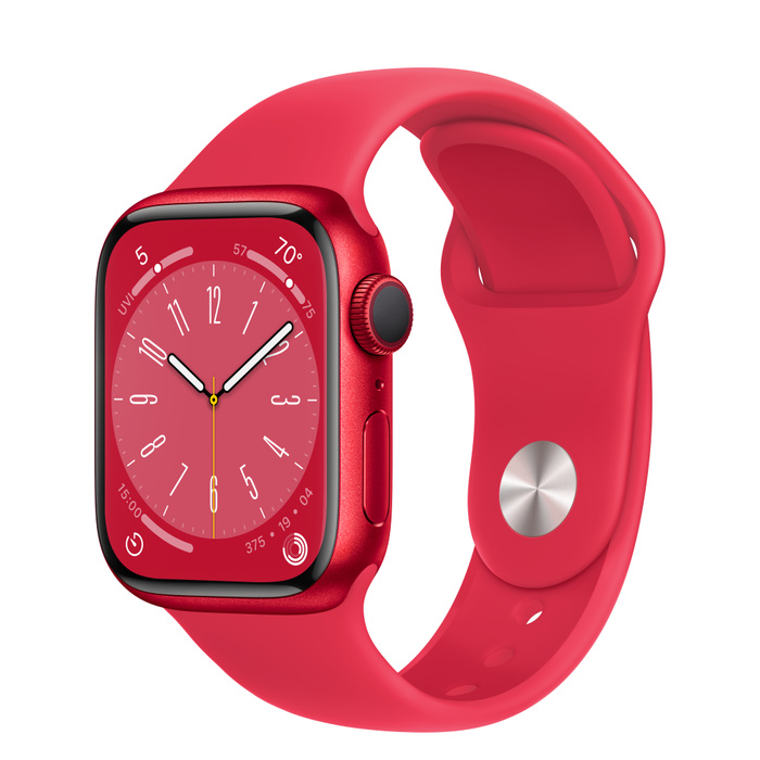 Смарт-часы Apple Watch Series 8 А2770, 41mm, Aluminium Case with red sport band M-L