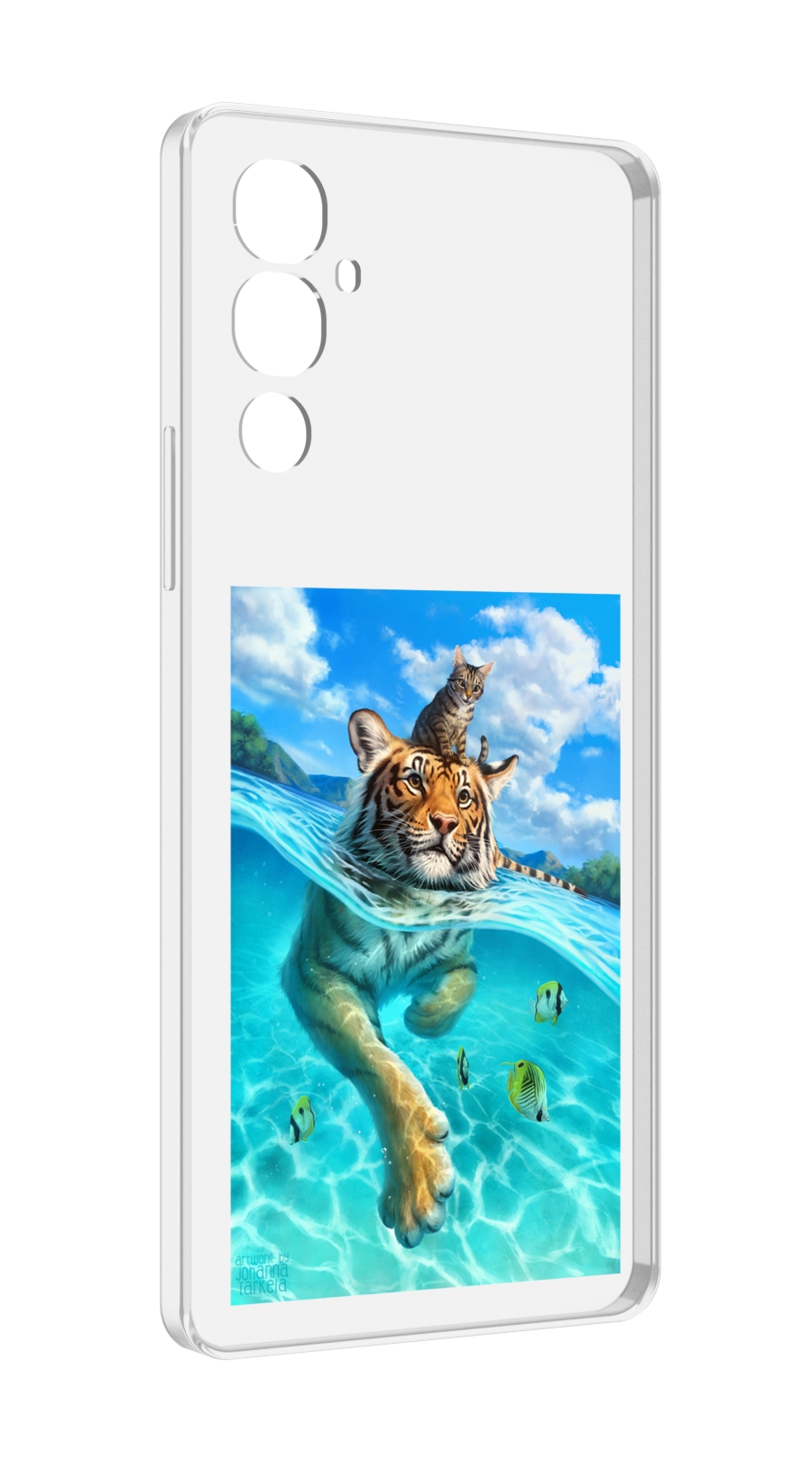 

Чехол MyPads Кот-на-тигре для Tecno Pova 4, Прозрачный, Tocco