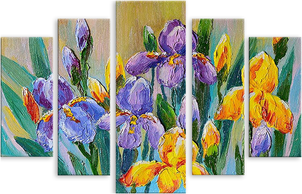 

Картина модульная на холсте Модулка Ирисы акварелью 120x82 см, 5417