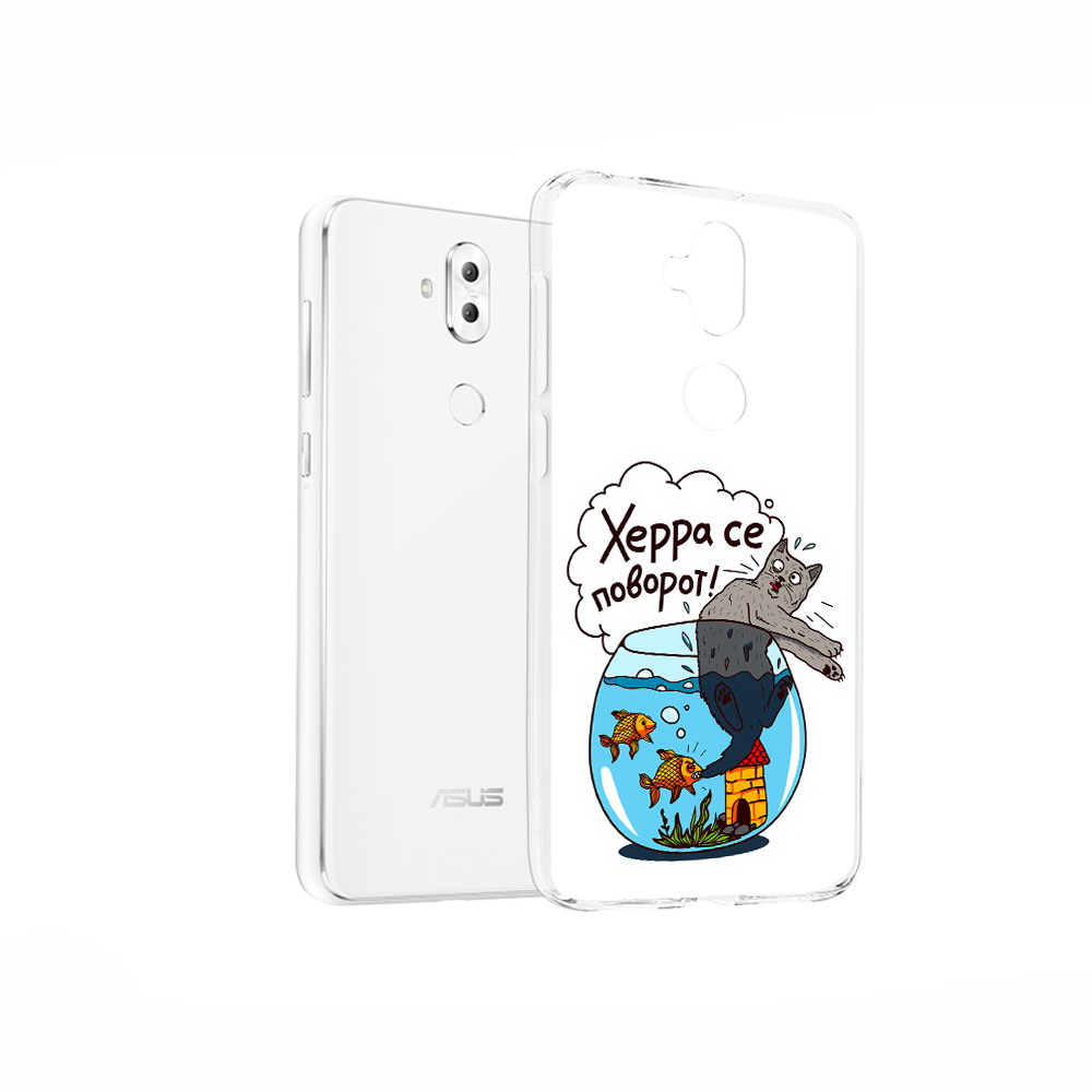 

Чехол MyPads Tocco для Asus ZenFone 5 Lite (ZC600KL) Рыбы с котом, Прозрачный, Tocco